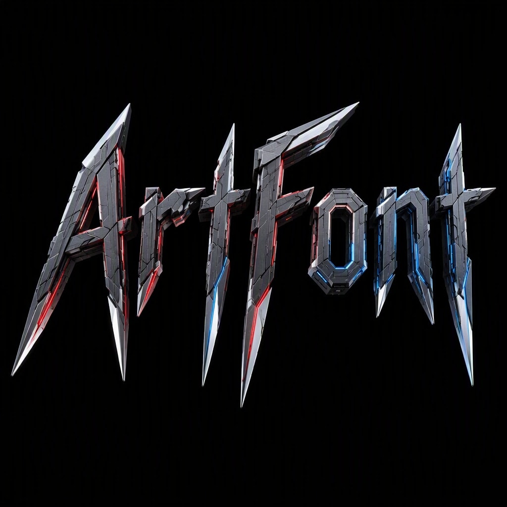 Mecha Blade - 3D Bold AI font template preview
