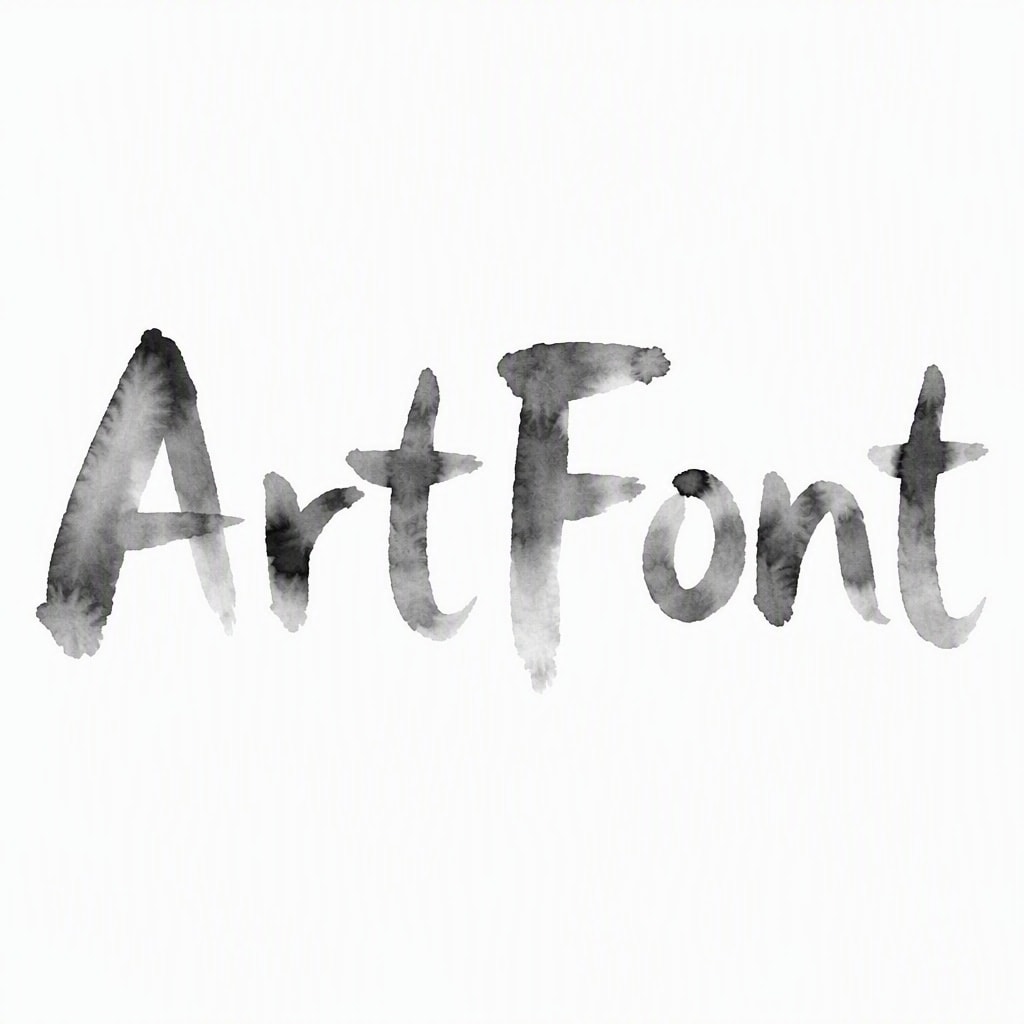 Ink Wash 28 - Calligraphy AI font template preview