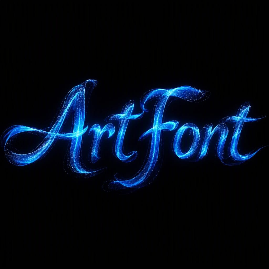 Holographic Particles - Neon Glow AI font example | ArtFont